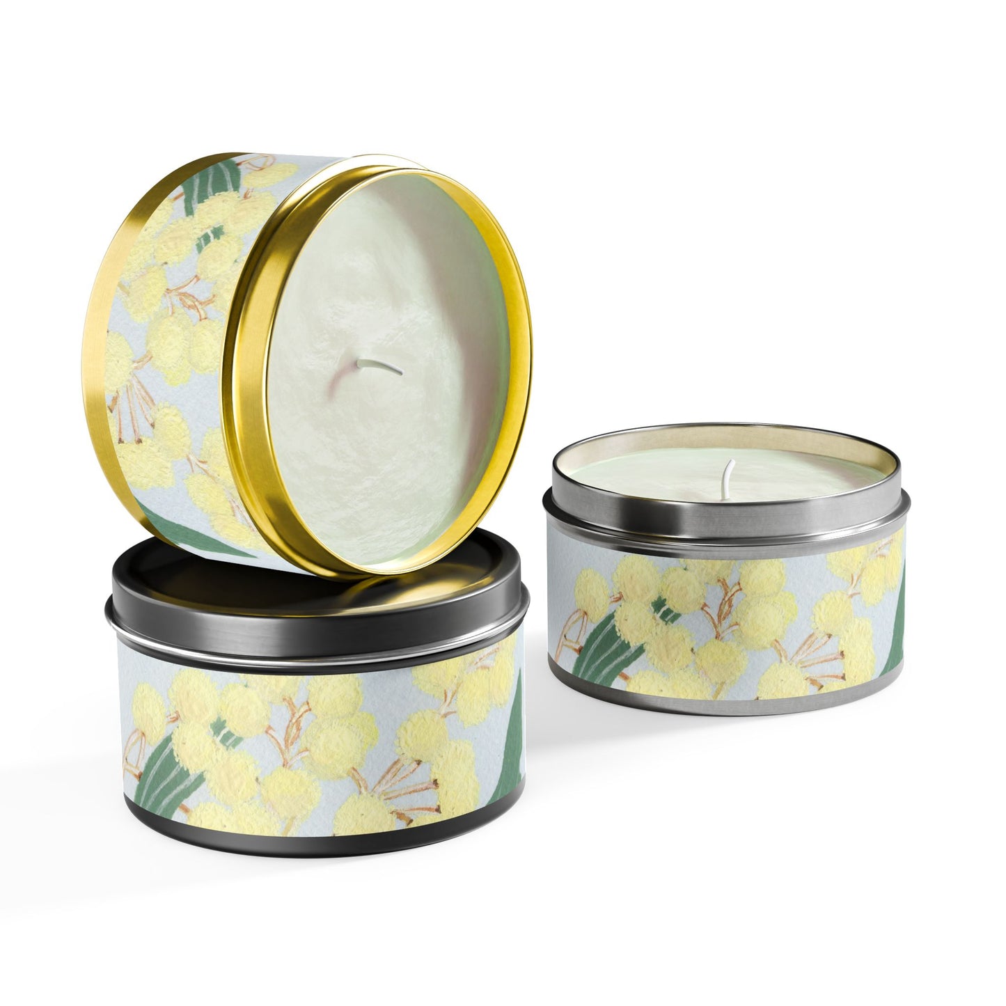 Australian Powder Puff Wattle Tin Candles - Multiple Scents