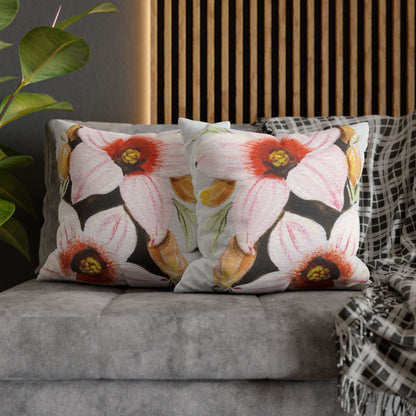 Australian Scrub Bottle Tree Flora Print Faux Suede Square Pillow Case