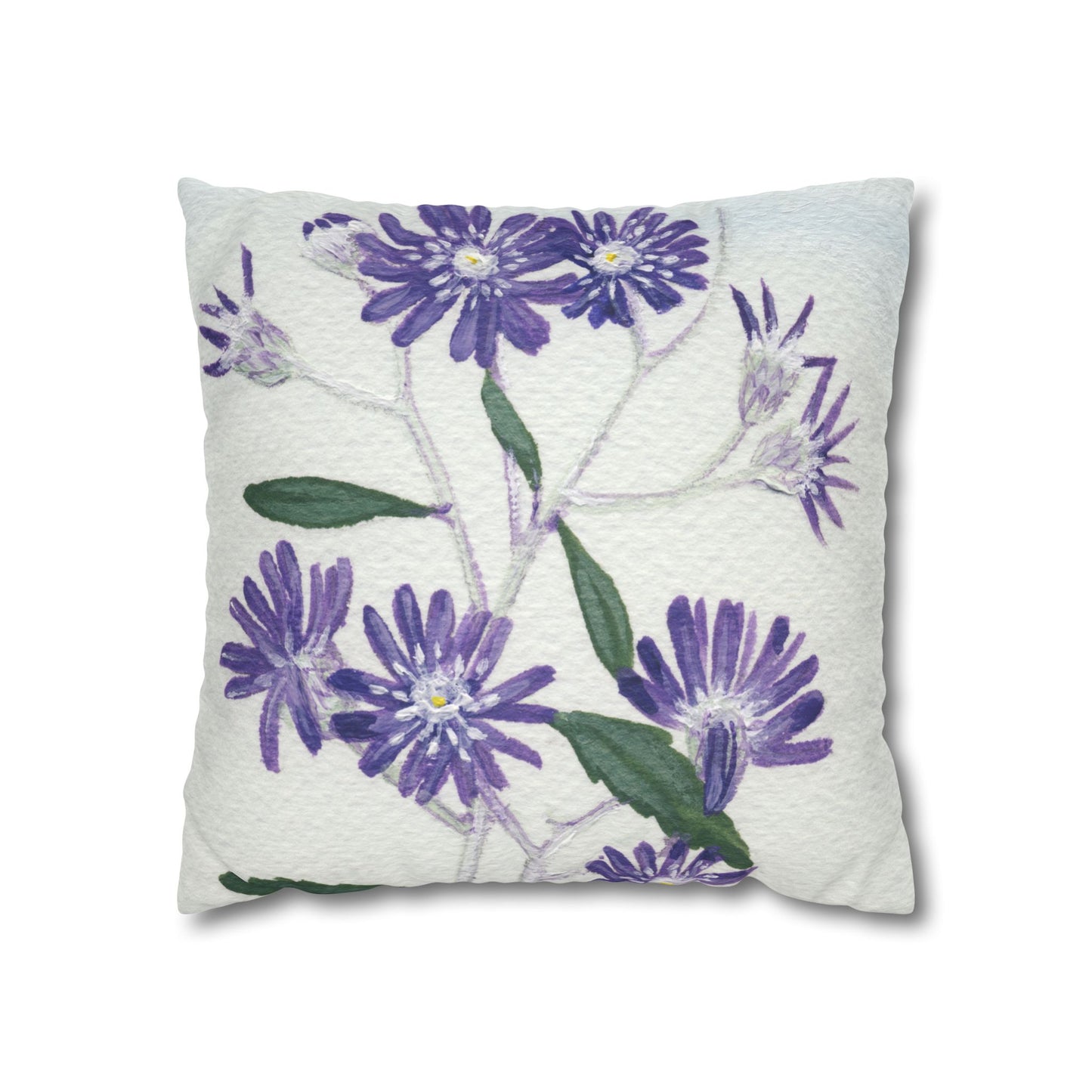 Australian Olearia Flora Print Faux Suede Square Pillow Case