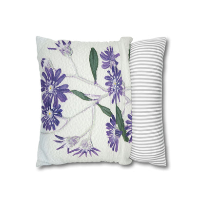 Australian Olearia Flora Print Faux Suede Square Pillow Case
