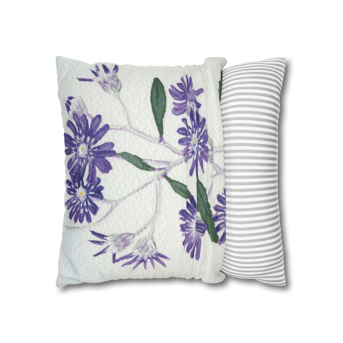 Australian Olearia Flora Print Faux Suede Square Pillow Case