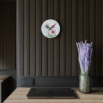 Australian Sturt's Desert Rose Print Acrylic Wall Clock