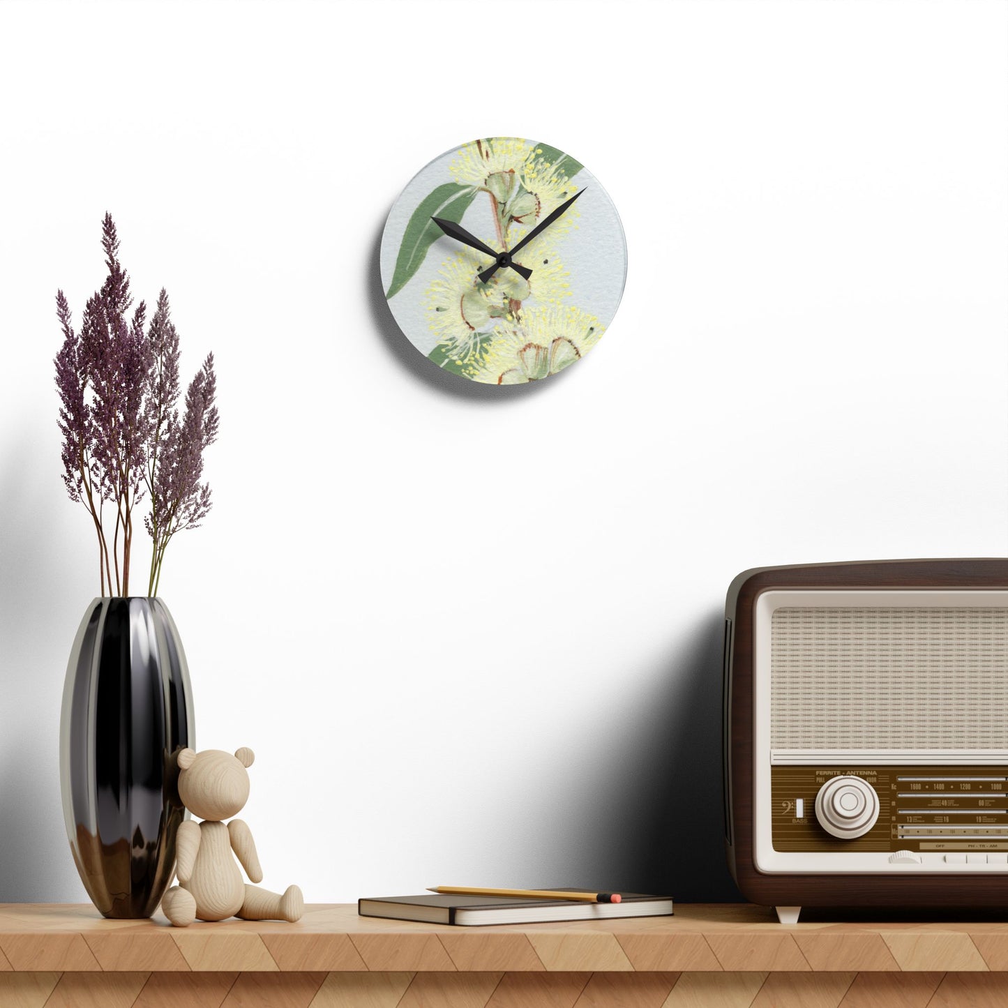 Australian (VIC) Messmate Stringybark Print Acrylic Wall Clock