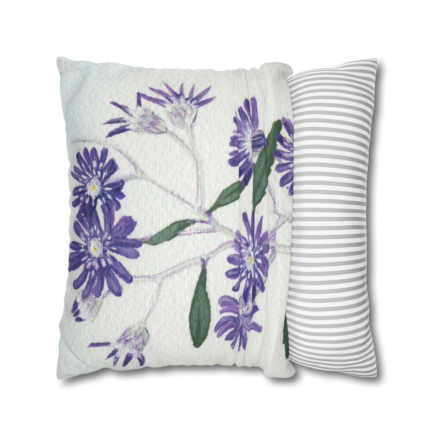 Australian Olearia Flora Print Faux Suede Square Pillow Case