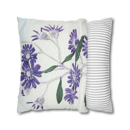 Australian Olearia Flora Print Faux Suede Square Pillow Case