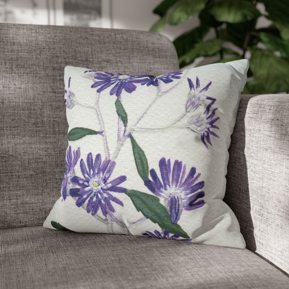 Australian Olearia Flora Print Faux Suede Square Pillow Case
