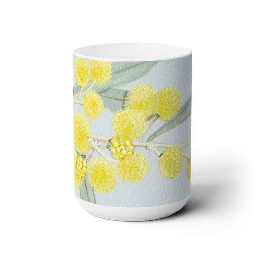 Australian Colony Wattle Flora Print Ceramic Mug 15oz