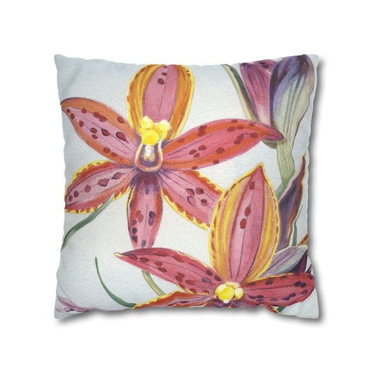 Australian (WA) Queen of Sheba Orchid Print Faux Suede Square Pillow Case