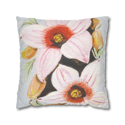 Australian Scrub Bottle Tree Flora Print Faux Suede Square Pillow Case