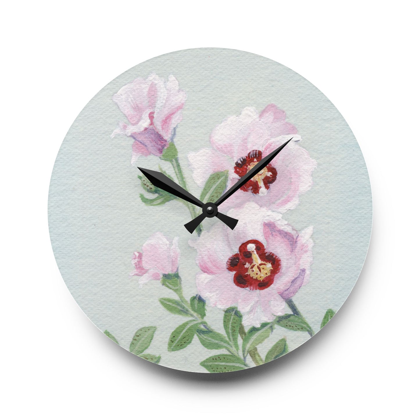 Australian Sturt's Desert Rose Print Acrylic Wall Clock