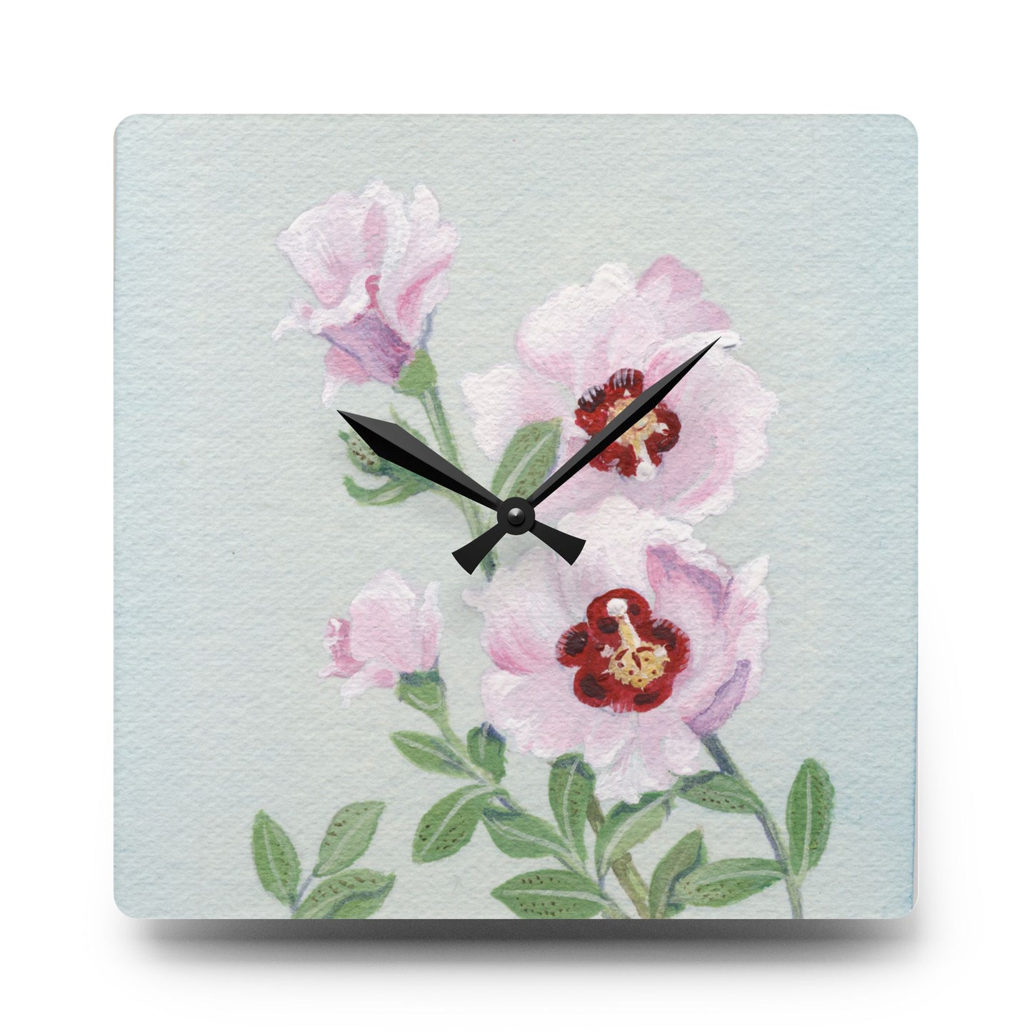 Australian Sturt's Desert Rose Print Acrylic Wall Clock