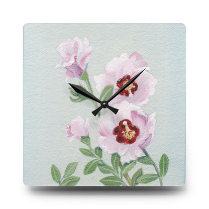 Australian Sturt's Desert Rose Print Acrylic Wall Clock